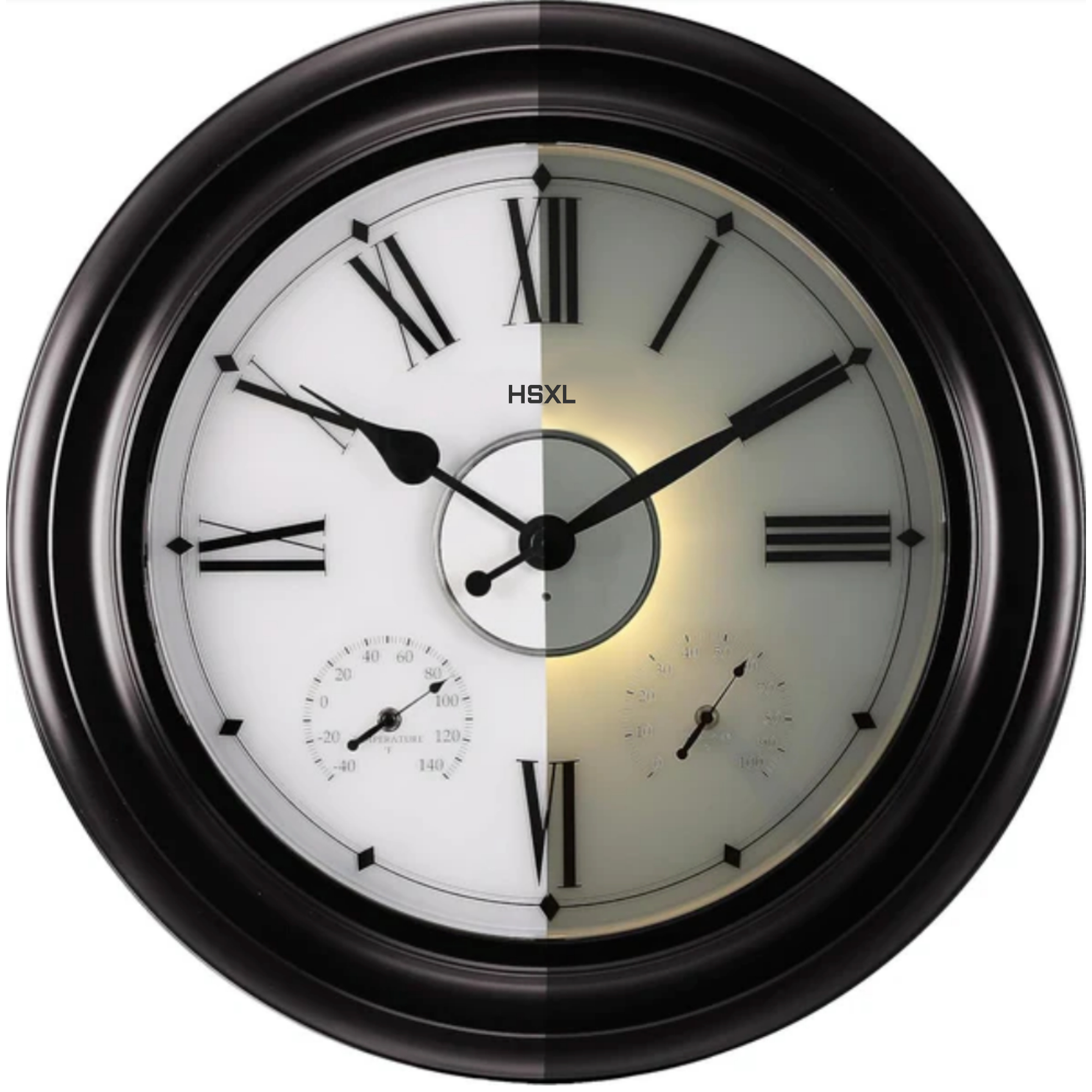 Afbeelding van HSXL - 45cm - Industriële Quartz LED Wandklok met verlichting - Stil uurwerk - 45 cm Landelijke Klassieke