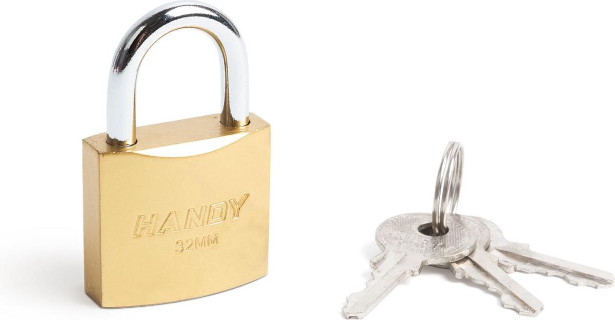 Afbeelding van Handy - Hangslot met Sleutel 32mm - Hangsloten - Gehard staal - Sluiting ⌀ 5MM - incl. 3 Sleutels - Slot -