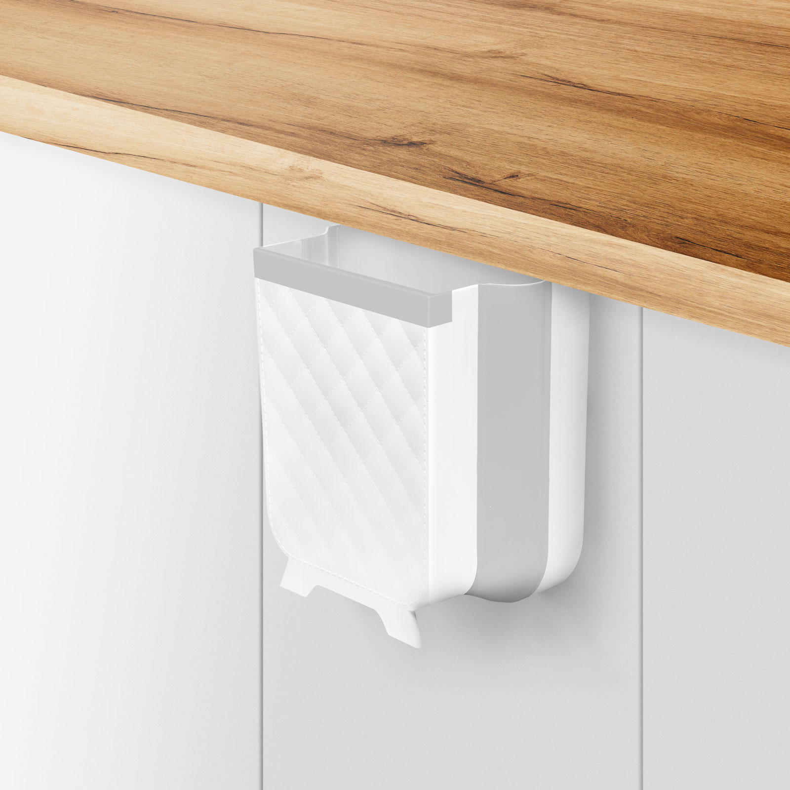 Afbeelding van Bewello - Hangende Vuilnisbak Kastdeur - Inbouw Prullenbak Hangend voor Keukenkast - Afvalbakje Opvouwbaar -