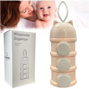 Afbeelding van HSXL - Melkpoeder Doseerdoosjes – Melkpoeder Toren – BPA Vrij – 3 Compartimenten – Roze –