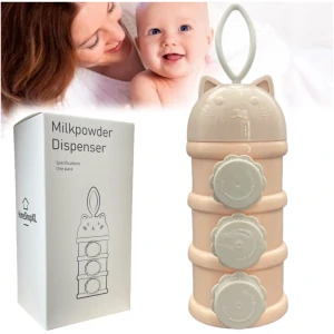 Afbeelding van HSXL - Melkpoeder Doseerdoosjes – Melkpoeder Toren – BPA Vrij – 3 Compartimenten – Roze –