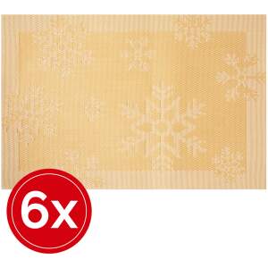 Afbeelding van Kerst Placemat - 6 stuks Placemats - Goud Sneeuwvlokken - 7d80 f779 45db 87e3 65444fe84b76