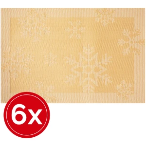 Afbeelding van Kerst Placemat - 6 stuks Placemats - Goud Sneeuwvlokken - 7d80 f779 45db 87e3 65444fe84b76
