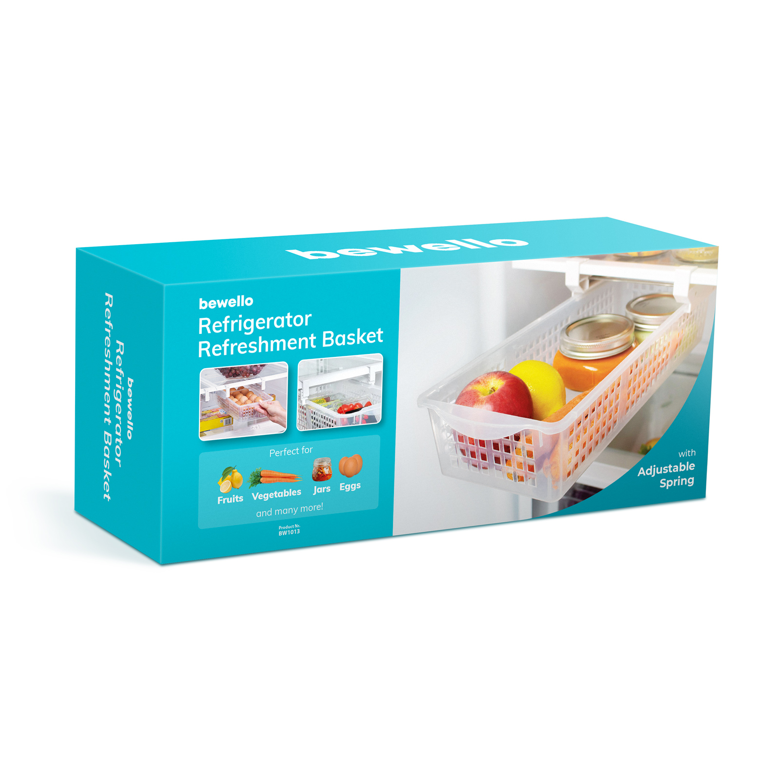 Afbeelding van Bewello - Fruitmand Koelkast Organizer Hangend - 41 x 16 x 9,5 cm - Lade Uittrekbaar- Koelkastopbergdoos -