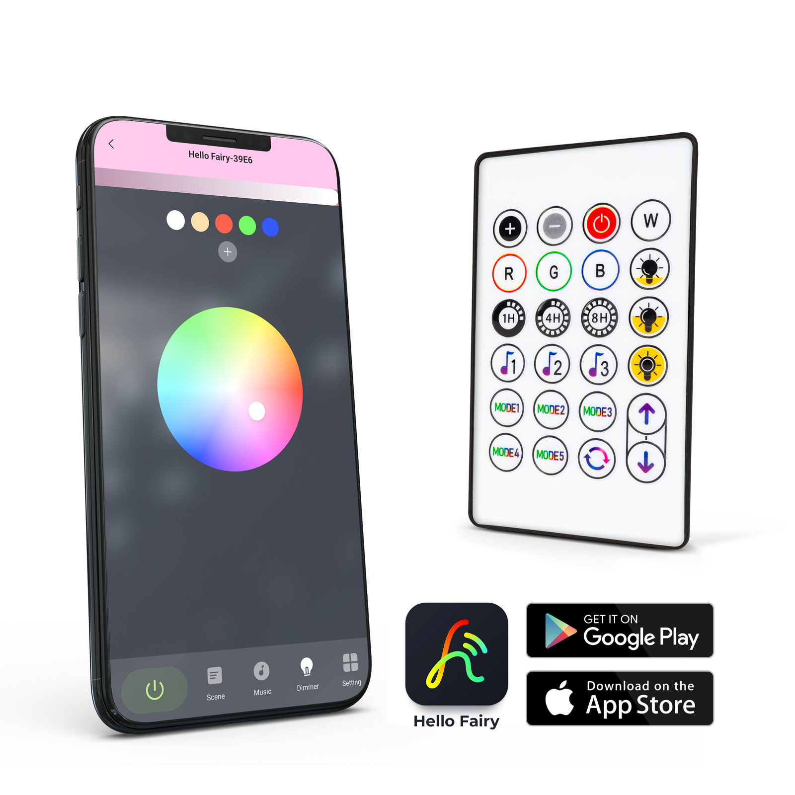 Afbeelding van Slimme verlichting - Gekleurd Sterren Lichtsnoer Kerstverlichting voor binnen of buiten - Smart met APP en