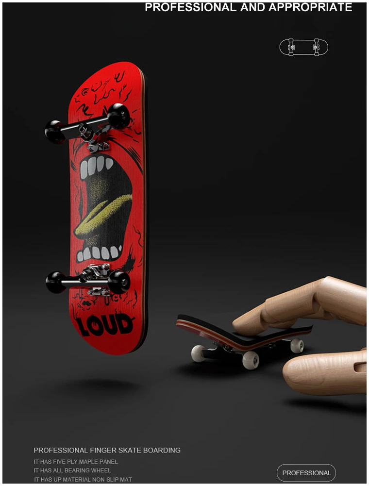 Afbeelding van Fingerboard PRO met Griptape - ''LOUD'' - Vinger Skateboard - Vingerboard - Mini