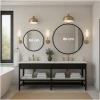 Afbeelding van HSXL - Spiegels - Luxe Ronde Spiegel Zwart - 60 cm Groot - Grote Wandspiegel 60cm Rond met Zwarte Rand -