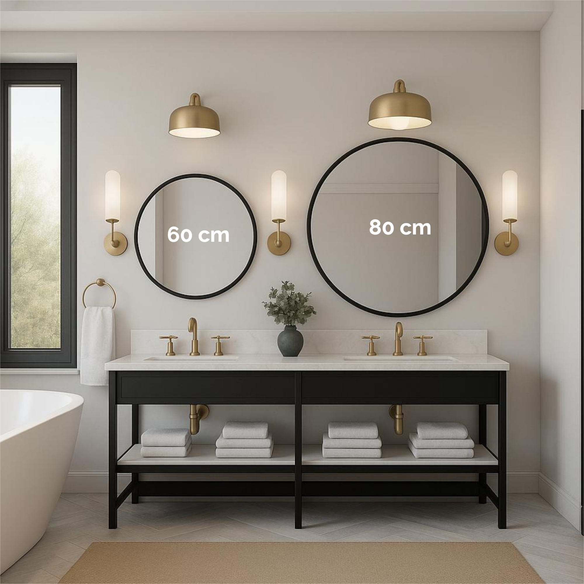 Afbeelding van HSXL - Spiegels - Ronde Spiegel Zwart - 80 cm Groot - Grote Wandspiegel Rond - Industrieel / Modern Design -