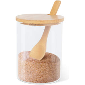 Afbeelding van Suikerpot met Deksel en Lepel - 450ML - Glas en Bamboe - Suikerpotje voor op tafel - 828b ed6e 43ec 8693