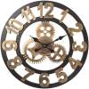 Afbeelding van HSXL - 60cm Grote Stille Wandklok Landelijk en Industrieel uit Zwart met Goud Hout - Groot - 60 cm - Houten