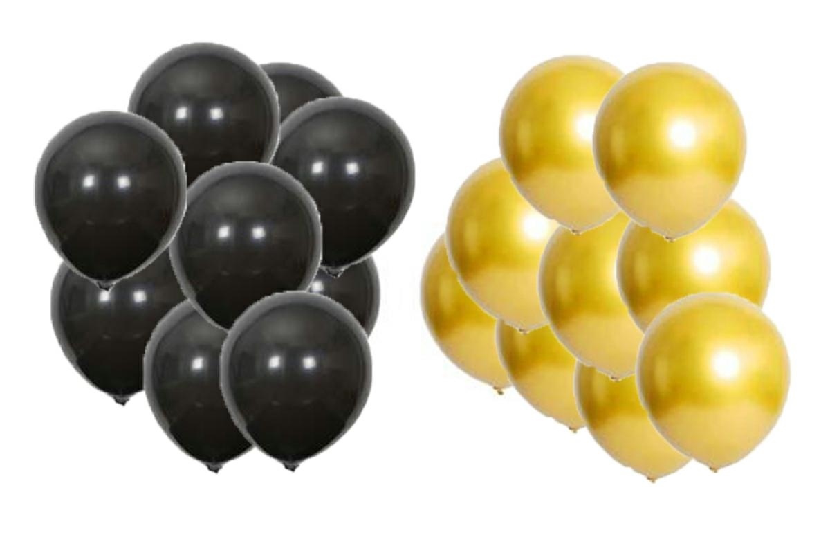 Afbeelding van 18 Jaar Zwart & Goud Verjaardag Decoratie Versiering - 25 delig - Ballonnen - BPK - 8410 c60a 4930 a389