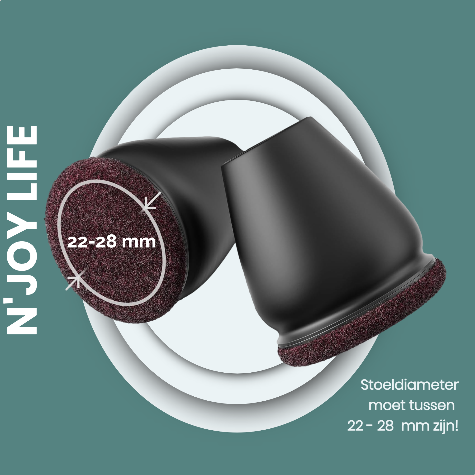 Afbeelding van N'JOY LIFE - 24x Premium Stoelpoot beschermers Flexibel - Stoelpootdoppen 22-28 mm voor Ronde Stoelpoten