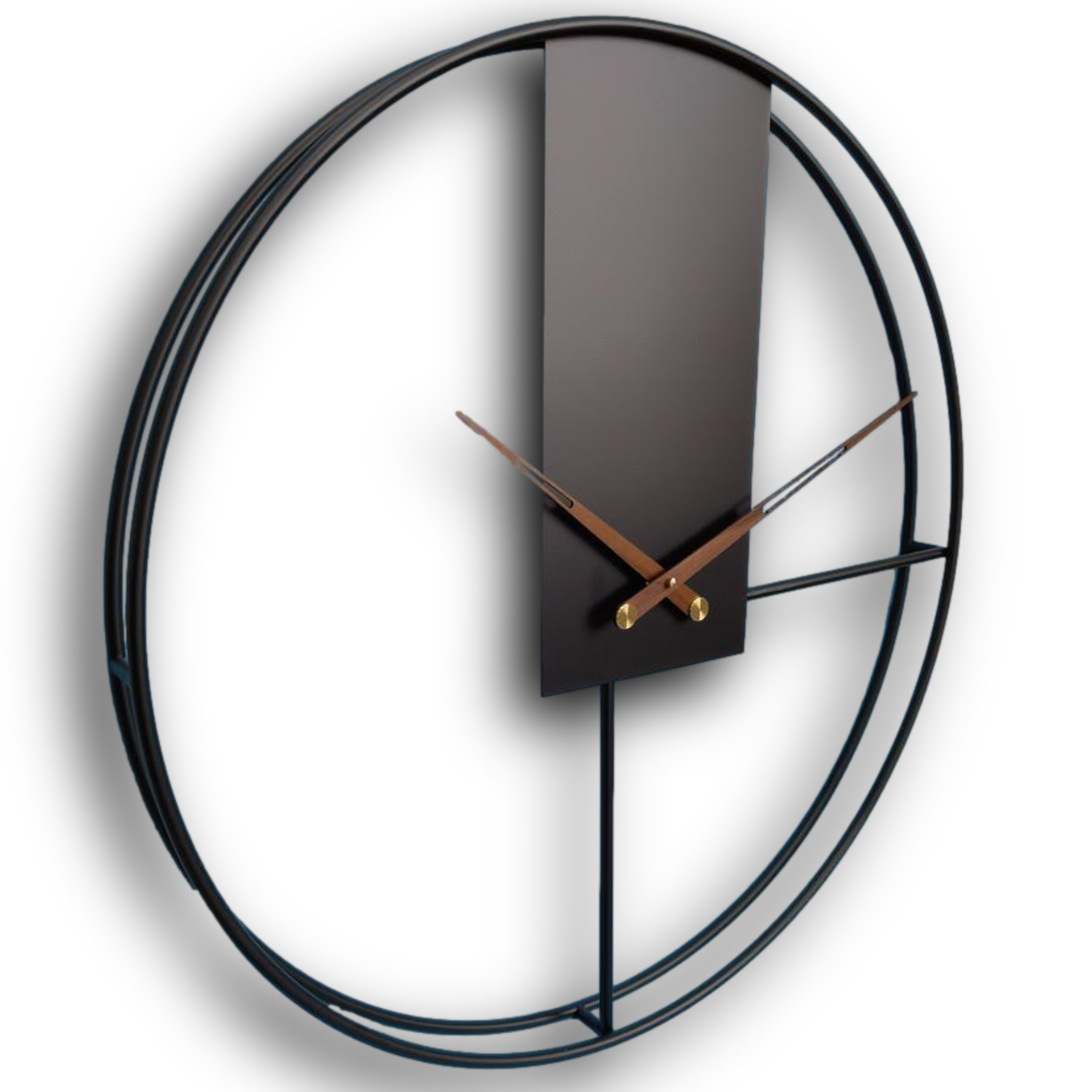 Afbeelding van HSXL - 60cm Grote Stille Wandklok Landelijk en Industrieel uit Zwart Metaal met Houten Wijzers - Groot - 60