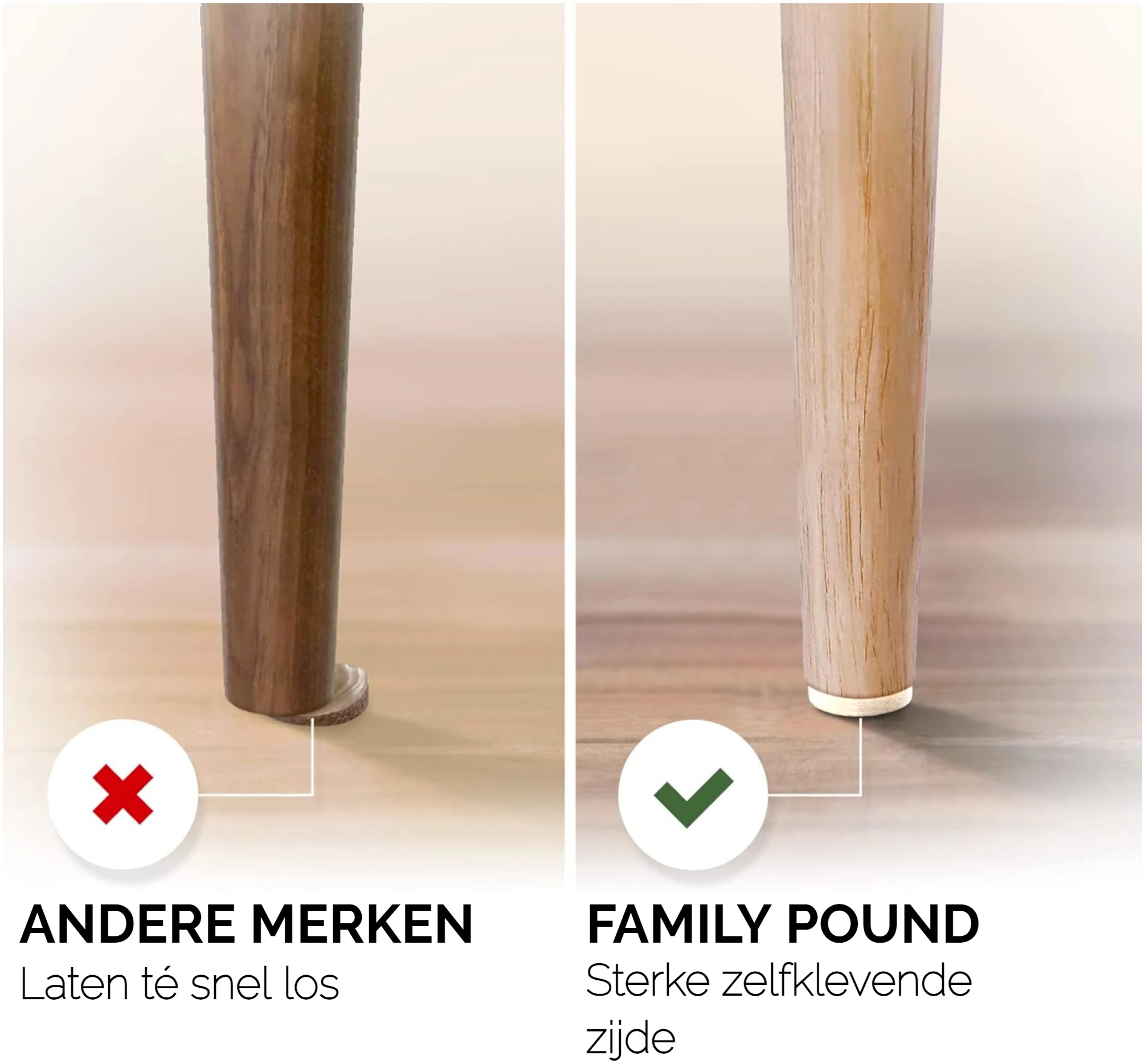 Afbeelding van 120x Premium Viltjes Stoelpoten - Wit - Zelfklevend Anti Kras Meubelvilt voor Meubels - 120 stuks - Rond en