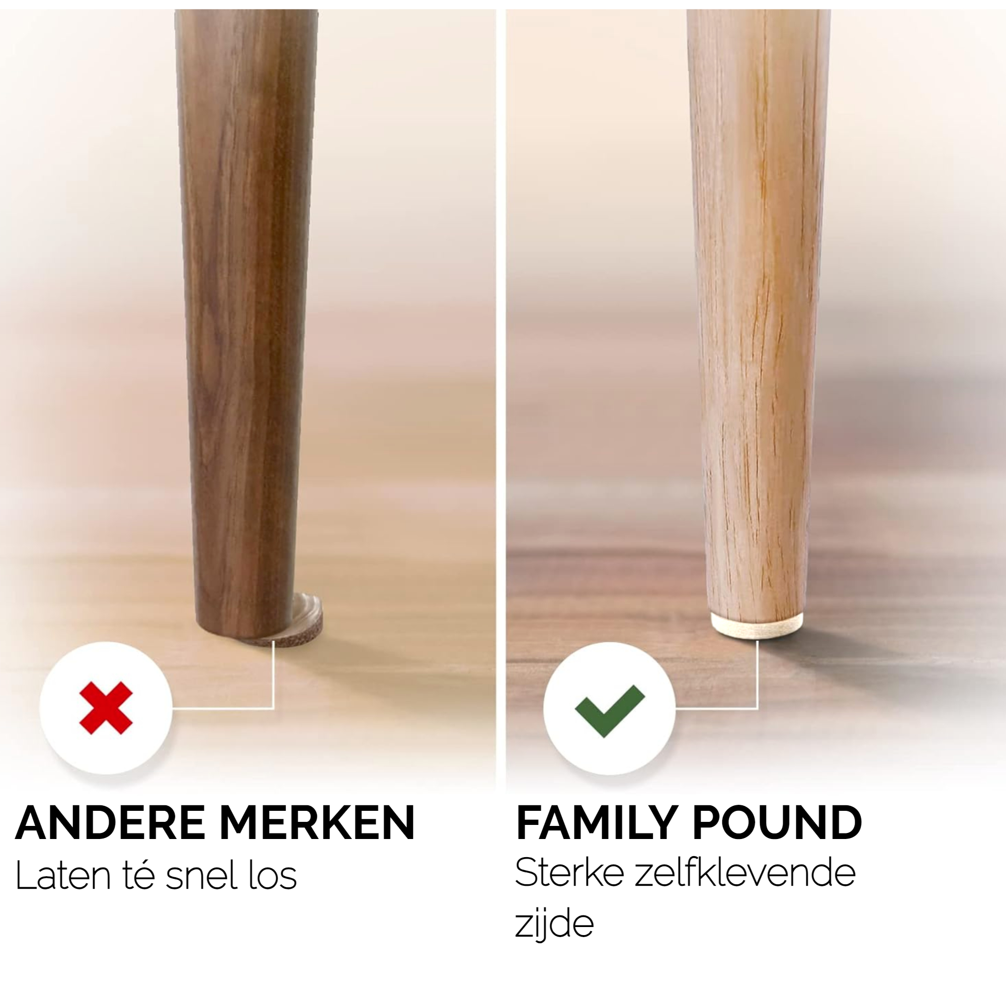 Afbeelding van 125x Premium Viltjes Stoelpoten - Zwart / Wit / Grijs - Zelfklevend Anti Kras Meubelvilt voor Meubels - 125