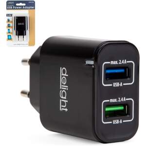 Afbeelding van Dubbele USB Stekker Oplader met 2 poorten - Zwart - Snellader - 5 V - 2.4 A - BPK - 8ab4 a298 4079 95d2