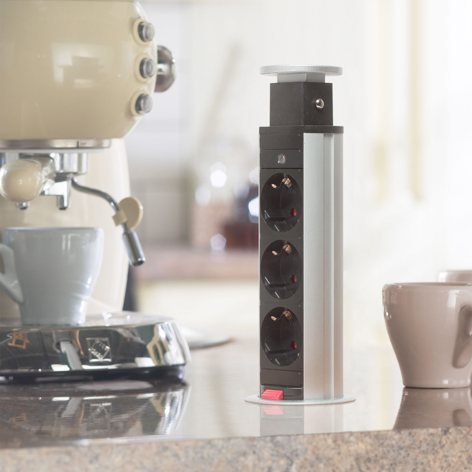 Afbeelding van DELIGHT - Inbouw Pop-Up Tafelblad Stekkerdoos met 3 Stopcontacten - Zilver - 8cbe 3248 48d0 81c9 648471ef1379