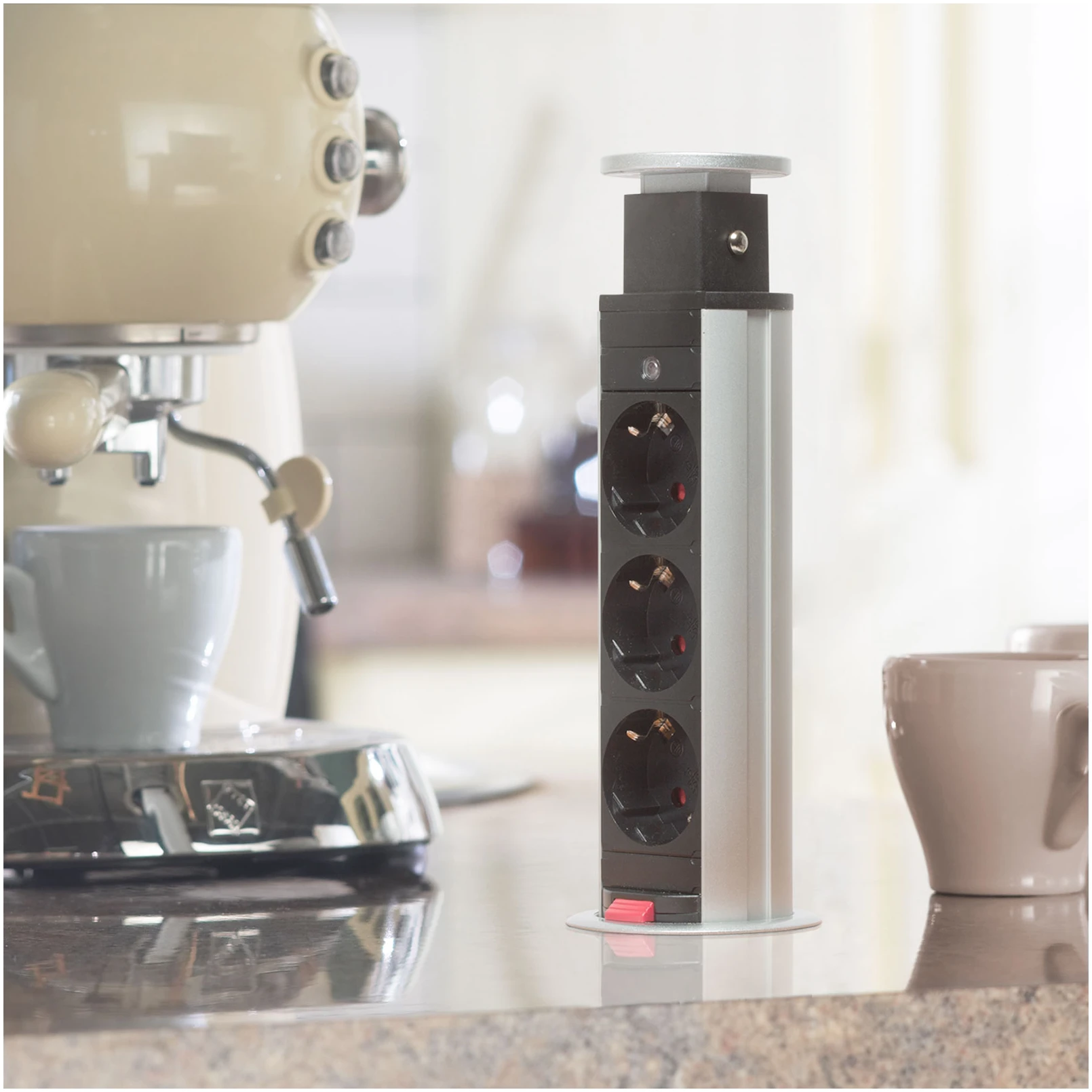 Afbeelding van DELIGHT - Inbouw Pop-Up Tafelblad Stekkerdoos met 3 Stopcontacten - Zilver - 8cbe 3248 48d0 81c9 648471ef1379