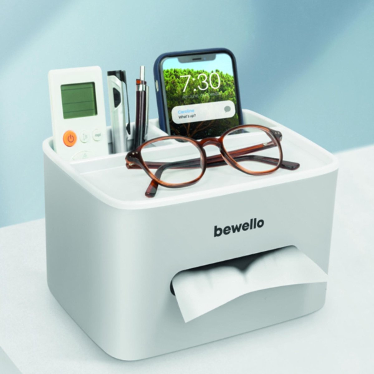 Afbeelding van Bewello® - Tissuebox / Tissuehouder - Tissuedoos met Organizer - 205 x 160 x 120 mm - 8d2f 77e0 438d 8f49