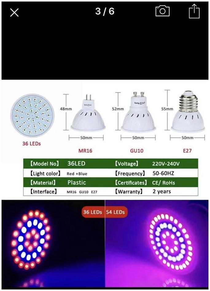 Afbeelding van LED Groei Lamp E27 met 54 leds - KWEEK LED Lamp - Voor Groei en Bloei - Groeilamp Set van 3 Stuks - 8d9b a281