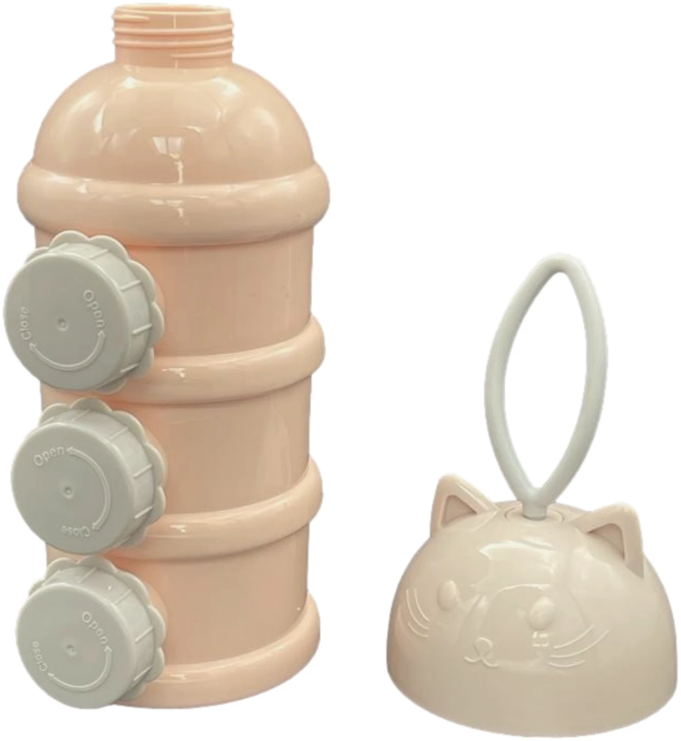 Afbeelding van HSXL - Melkpoeder Doseerdoosjes – Melkpoeder Toren – BPA Vrij – 3 Compartimenten – Roze –