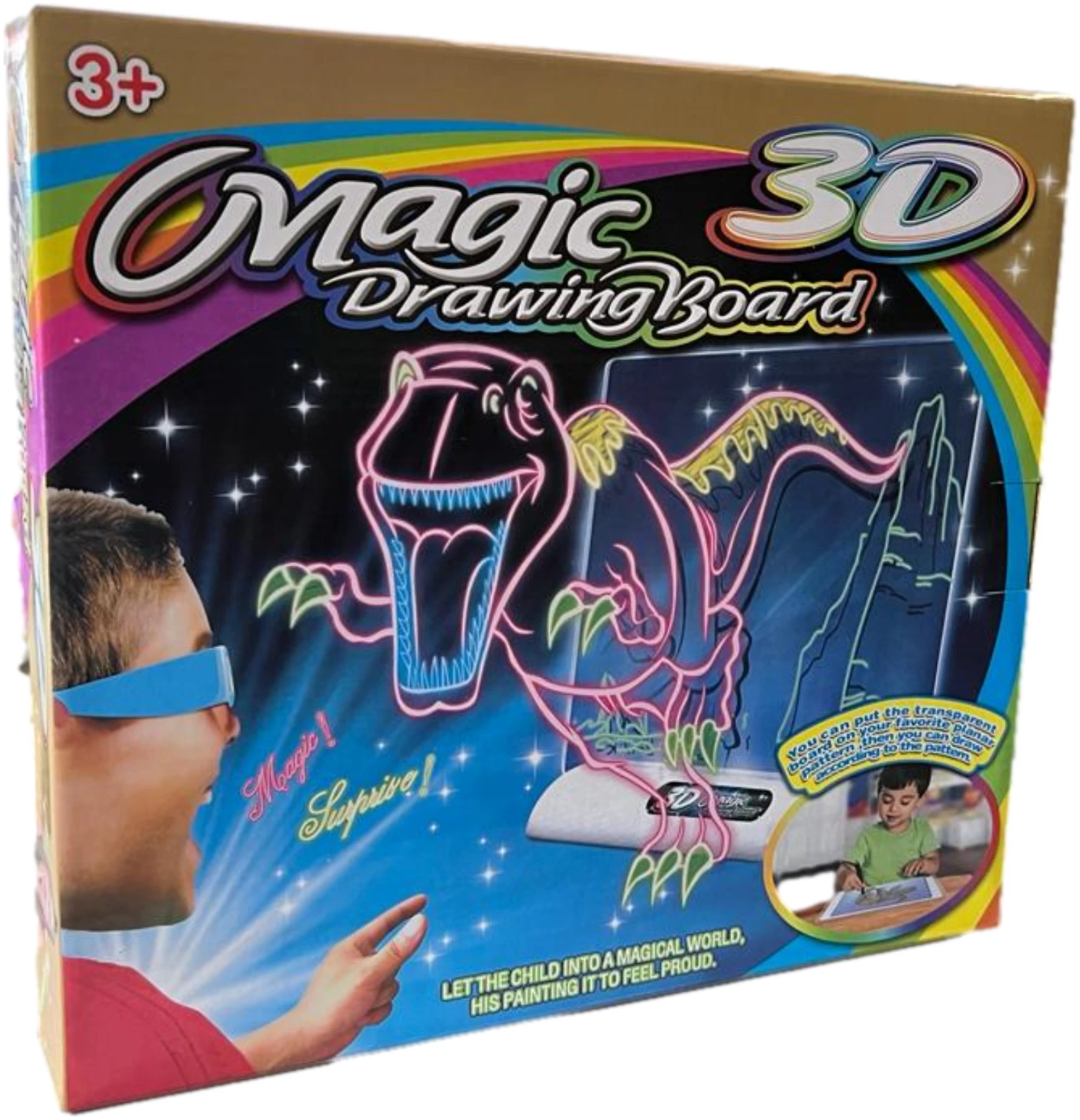 Afbeelding van Magic Drawing Board - 3D tekenbord blauw - Nachtlampje - Tekenen met licht - Magisch tekenbord - 908c f623