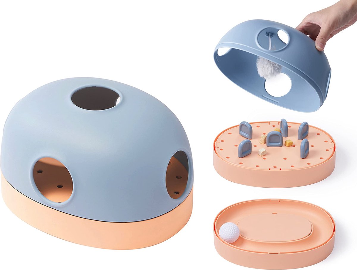 Afbeelding van 3-in-1 Interactief Kattenspeelgoed - Food Maze - Voederpuzzel - Blauw / Roze - 912b e835 4122 b2ef