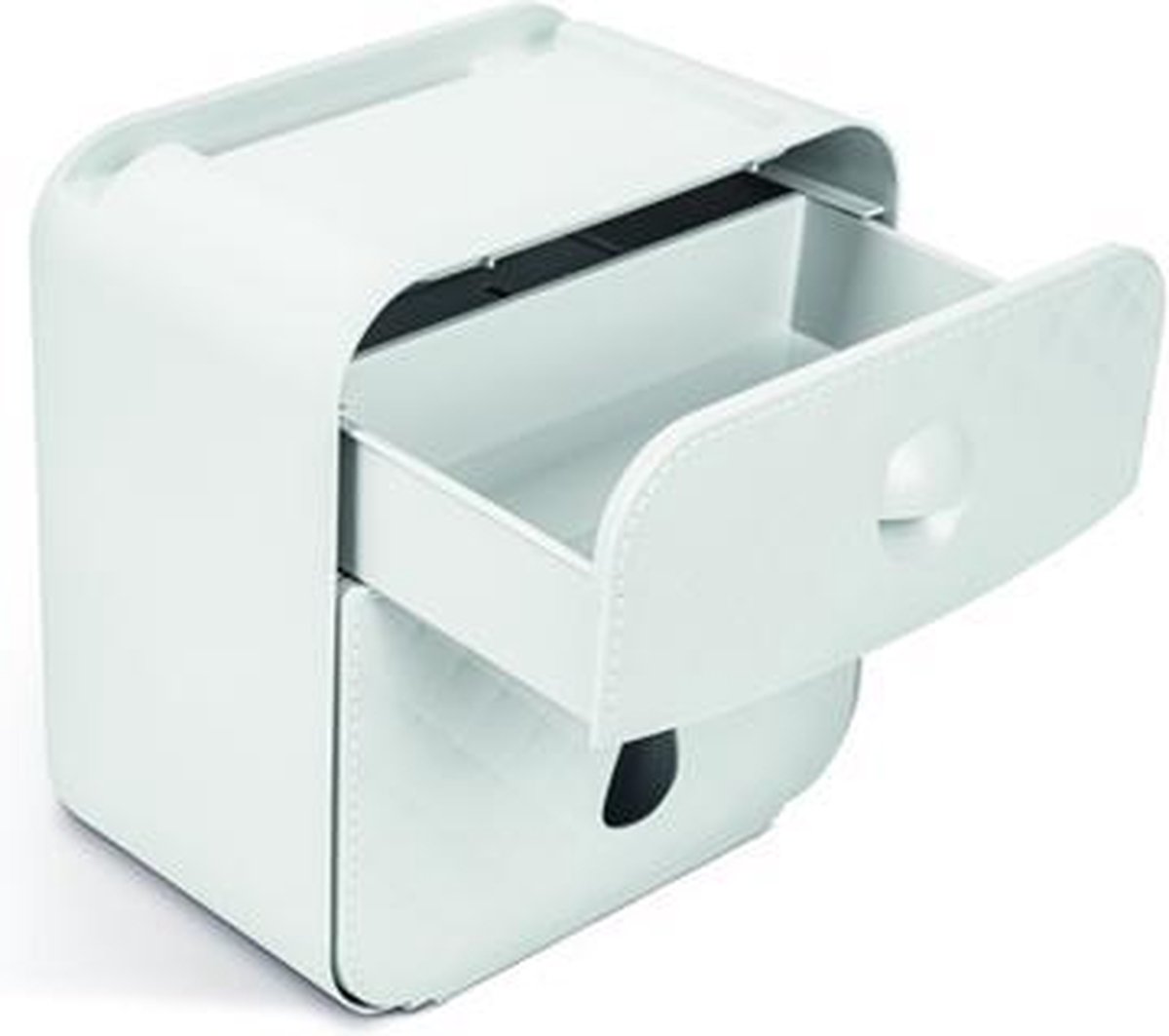 Afbeelding van Bewello® - WC Rolhouder - Toiletrolhouder - Zelfklevend WC Kastje - Wit met Grijs - 205 x 125 x 220 mm -