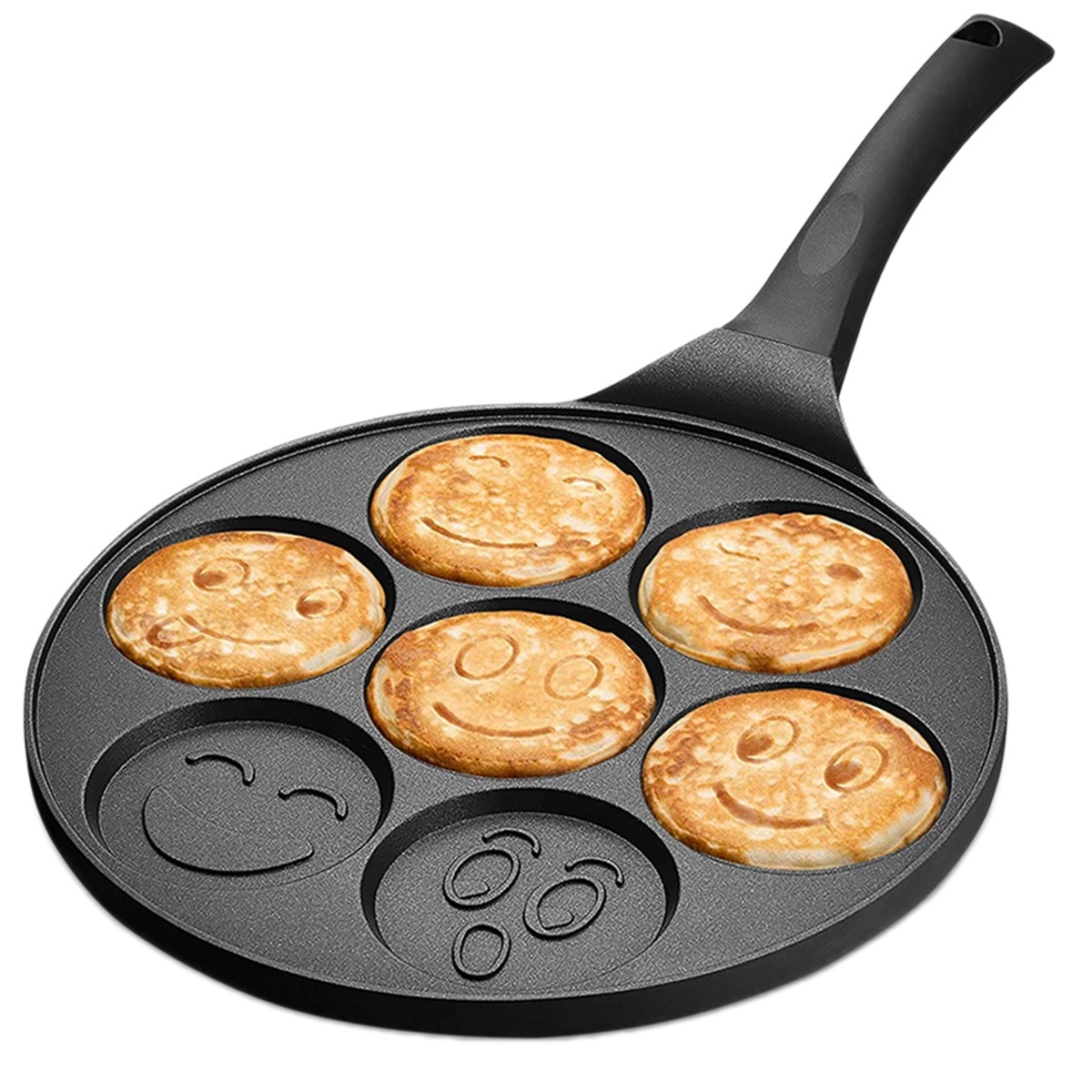 Afbeelding van Pannenkoekenpan Smileys Smiley - Pancake Pan - Omeletpan - Omeletmaker - Eierpan - Anti Aanbak - 7 Vakken -