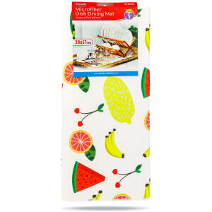 Afbeelding van Afdruipmat Afwas - Tropisch Fruit Patroon - Microvezel - 38x51CM - Droogmat Vaat - Afdruip Mat - BPK - 9230