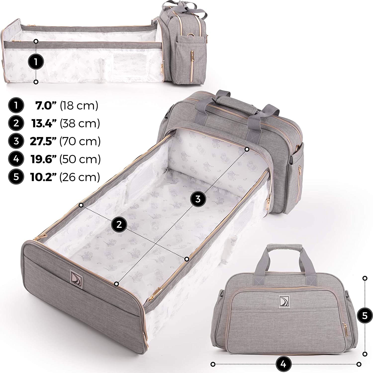 Afbeelding van Luiertas met Verschoonmat - Luiertassen met Babybed - Grote Luiertas met Wieg - Luiertas Verzorgingstas met