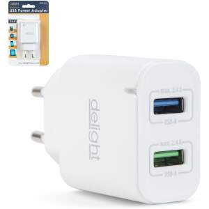 Afbeelding van Dubbele USB Stekker Oplader met 2 poorten - Wit - Snellader - 5 V - 2.4 A - USB-A - BPK - 938f 1b3b 49f3 978f
