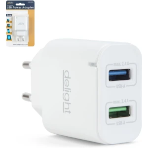 Afbeelding van Dubbele USB Stekker Oplader met 2 poorten - Wit - Snellader - 5 V - 2.4 A - USB-A - BPK - 938f 1b3b 49f3 978f