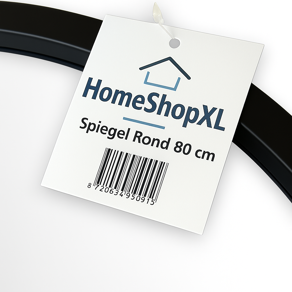 Afbeelding van HSXL - Spiegels - Ronde Spiegel Zwart - 80 cm Groot - Grote Wandspiegel Rond - Industrieel / Modern Design -