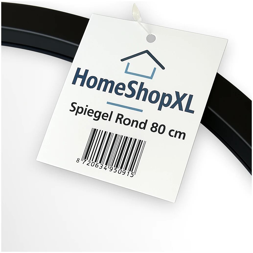 Afbeelding van HSXL - Spiegels - Ronde Spiegel Zwart - 80 cm Groot - Grote Wandspiegel Rond - Industrieel / Modern Design -