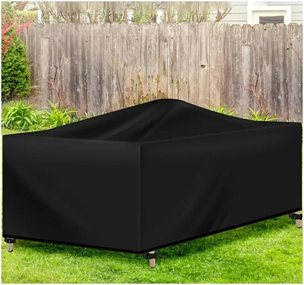 Afbeelding van Tuinset Beschermhoes Waterdicht met Trekkoord en Goede Afwatering - B242 x L160 x H100CM - Zwarte hoes