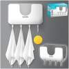 Afbeelding van Bewello® - Handdoekrek Badkamer Zelfklevend met 4 haken - Design Ophangsysteem voor Douche of Keuken -