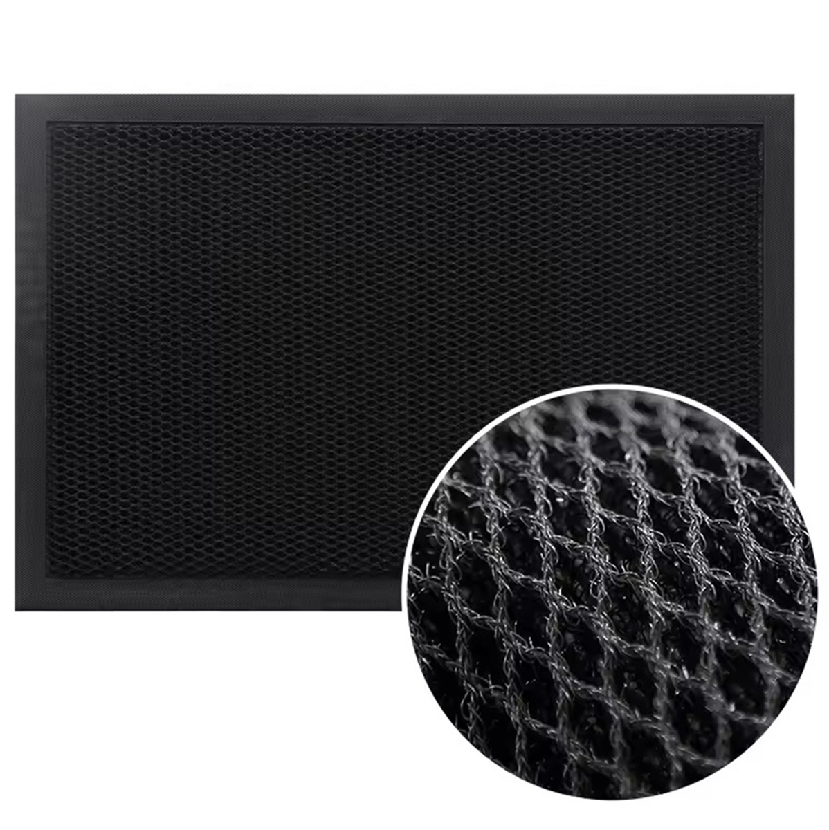 Afbeelding van 3D Mesh Deurmat Anti-Slip voor binnen - 90x60cm - Rubber/Stof - Zwart - Droogloopmat Antislip - 960c c188