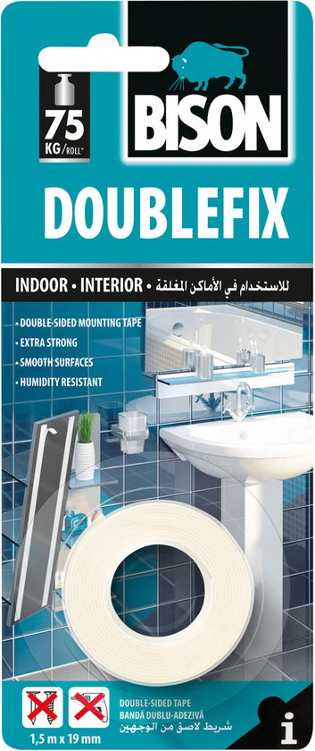 Afbeelding van Bison - Montagetape Dubbelzijdig Tape - 1,5m x 19mm - tot 75KG* - BPK - 9832 82e5 4ba7 893e 4ceaf035f497