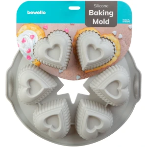 Afbeelding van Bewello - Siliconen Bakvorm Hartjes - Cupcakes Muffin Silicone Bakvorm - Hart Chocolade Cakejes - 28 x 25,7