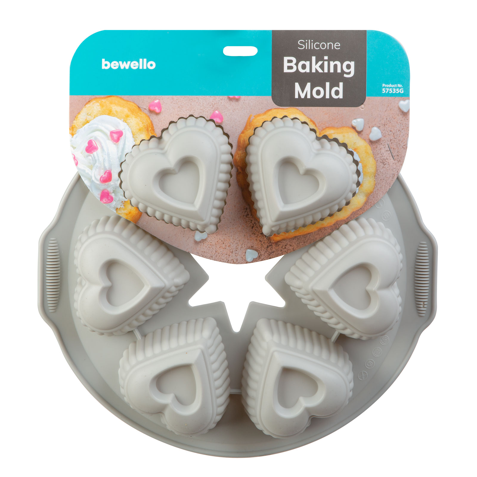 Afbeelding van Bewello - Siliconen Bakvorm Hartjes - Cupcakes Muffin Silicone Bakvorm - Hart Chocolade Cakejes - 28 x 25,7