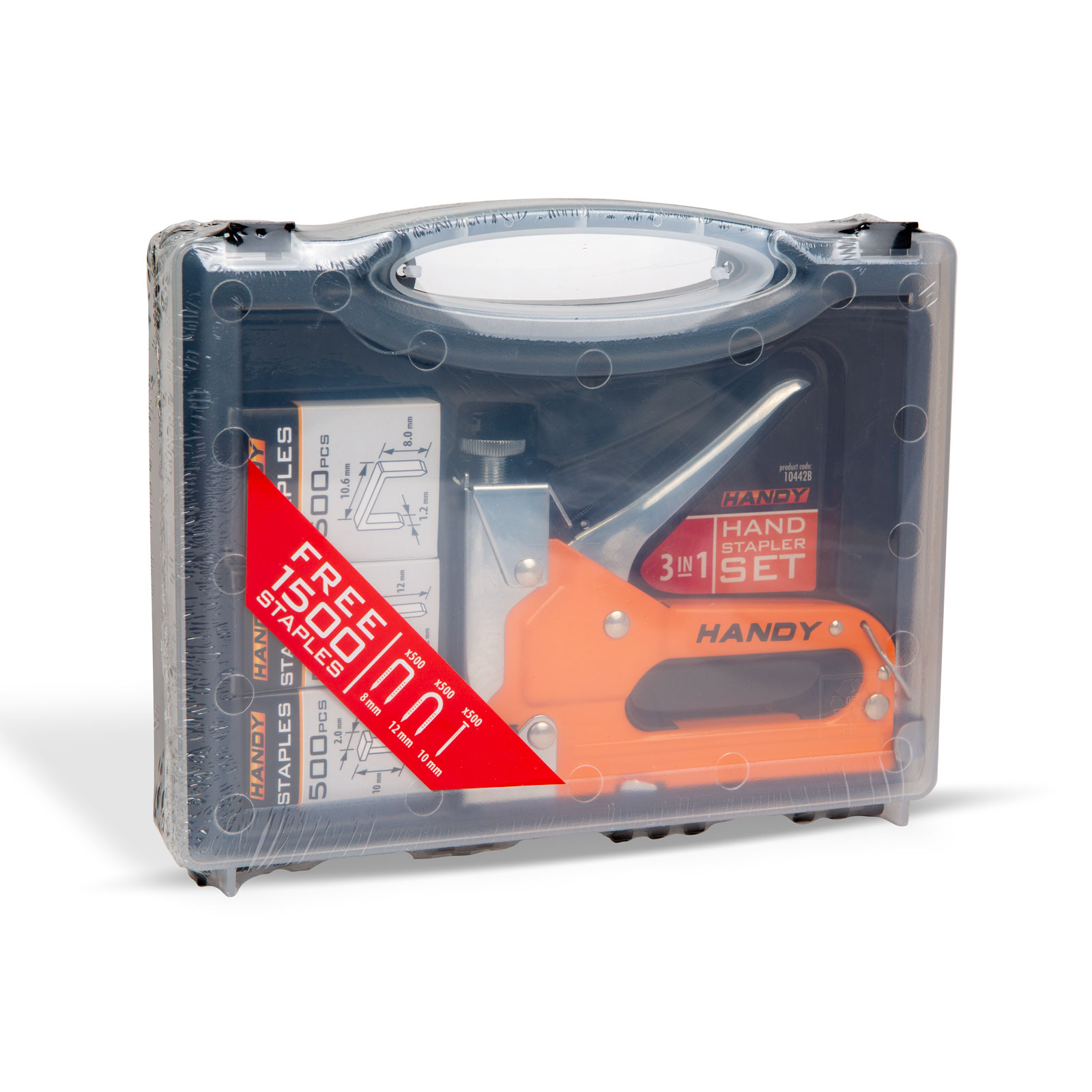 Afbeelding van Handy - Professioneel Nietpistool Tacker in Case - met 1500 nietjes & Opbergkoffer - Nietmachine /