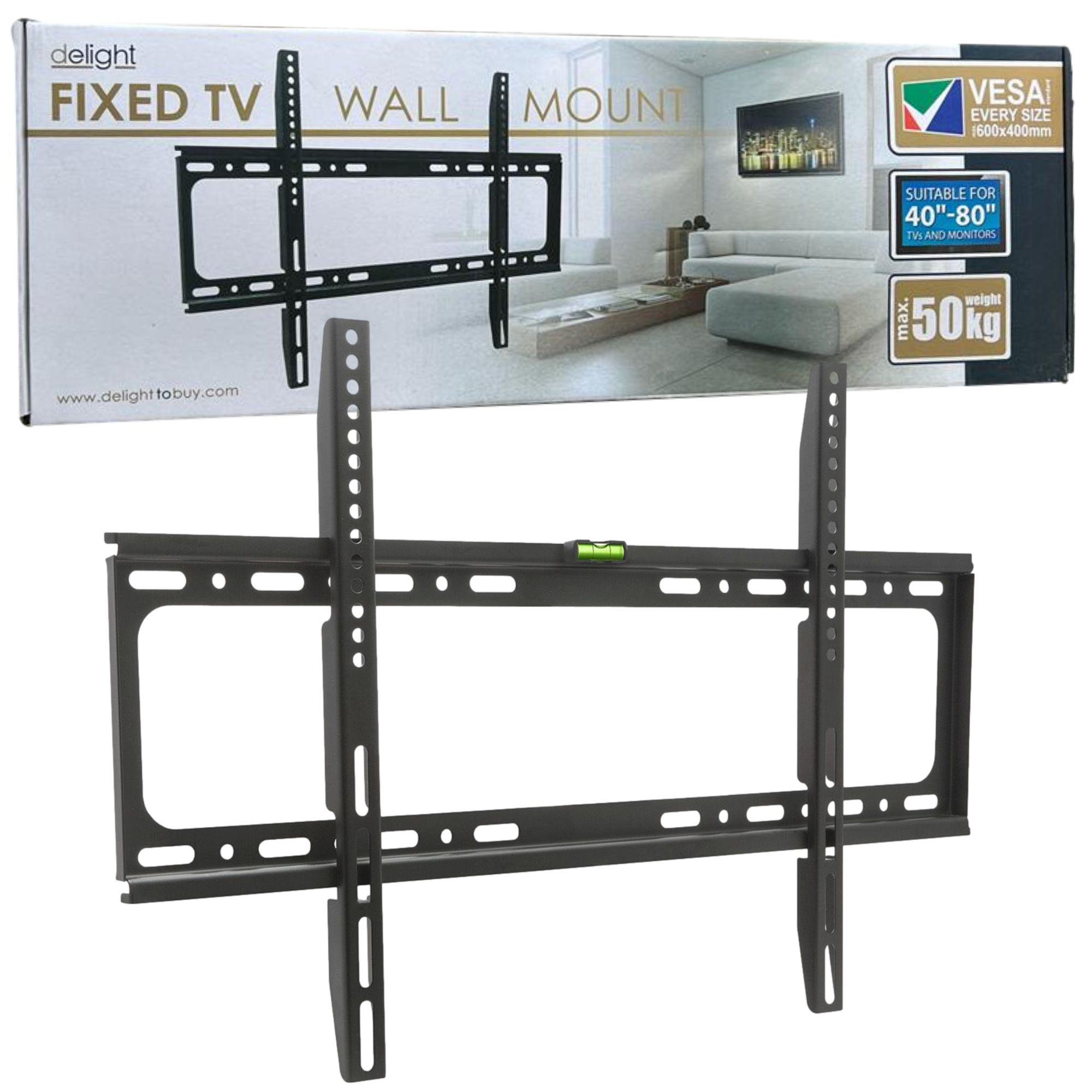 Afbeelding van Delight TV Beugel - VESA 600x400 mm(max.) - Geschikt voor 40 - 80" inch - Met ingebouwde waterpas - 99bb