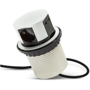 Afbeelding van DELIGHT - Inbouw Pop-Up Tafelblad Stekkerdoos met 2x USB en 3 Stopcontacten - Zilver - Lage inbouwdiepte -