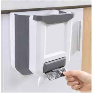 Afbeelding van Inbouw Prullenbak Hangend voor Keukenkast - Opvouwbaar - Hangende Prullebak voor Auto of Kastdeur - Wit -