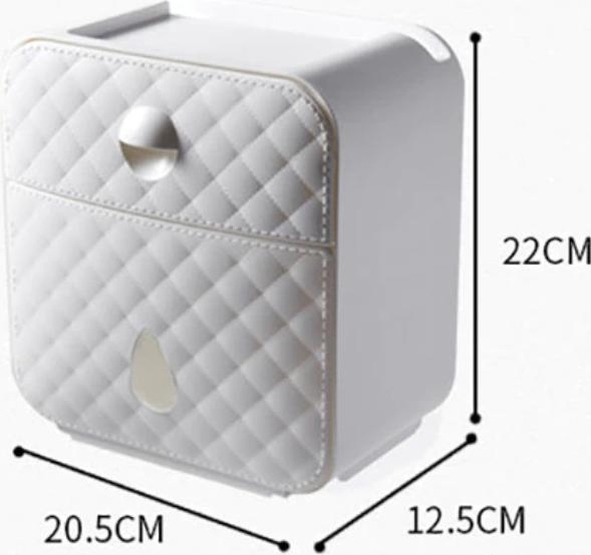 Afbeelding van Bewello® - WC Rolhouder - Toiletrolhouder - Zelfklevend WC Kastje - Wit met Grijs - 205 x 125 x 220 mm -