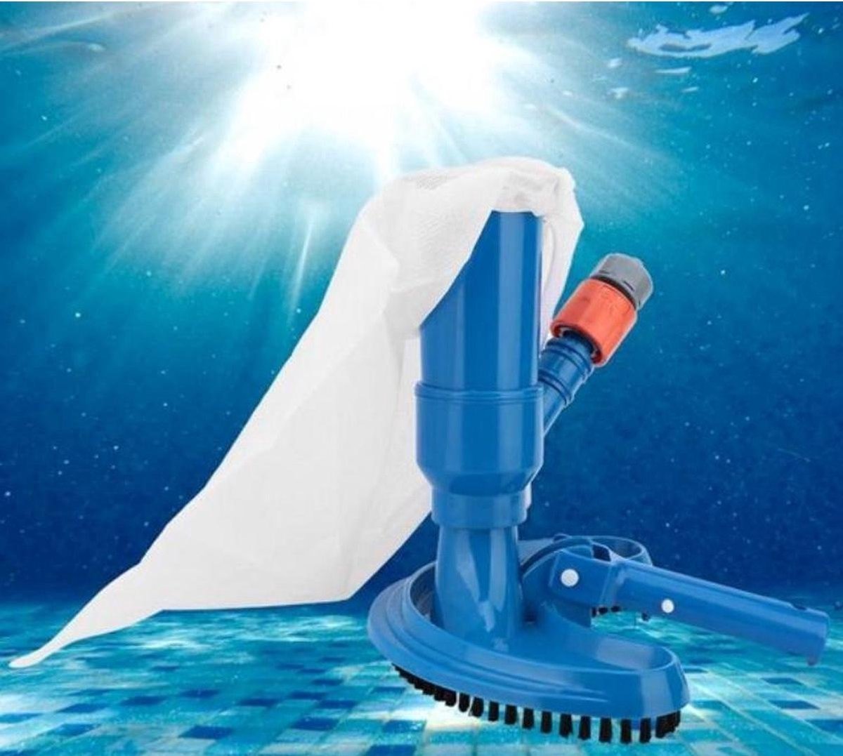 Afbeelding van N'JOY Life - Zwembadstofzuiger - Bodemzuiger met herbruikbaar Filter - voor op Tuinslang - Gebogen voet