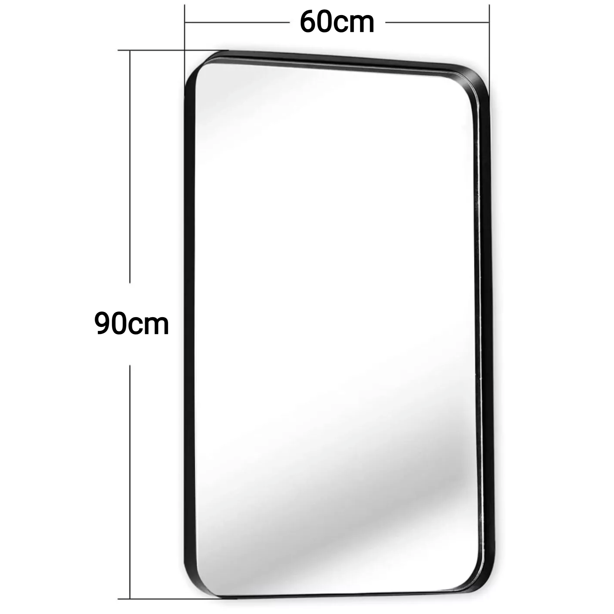 Afbeelding van HSXL - Spiegels - Luxe Rechthoekige Spiegel Zwart - 60x90cm Groot - Grote Wandspiegel 60 x 90 cm Rechthoek