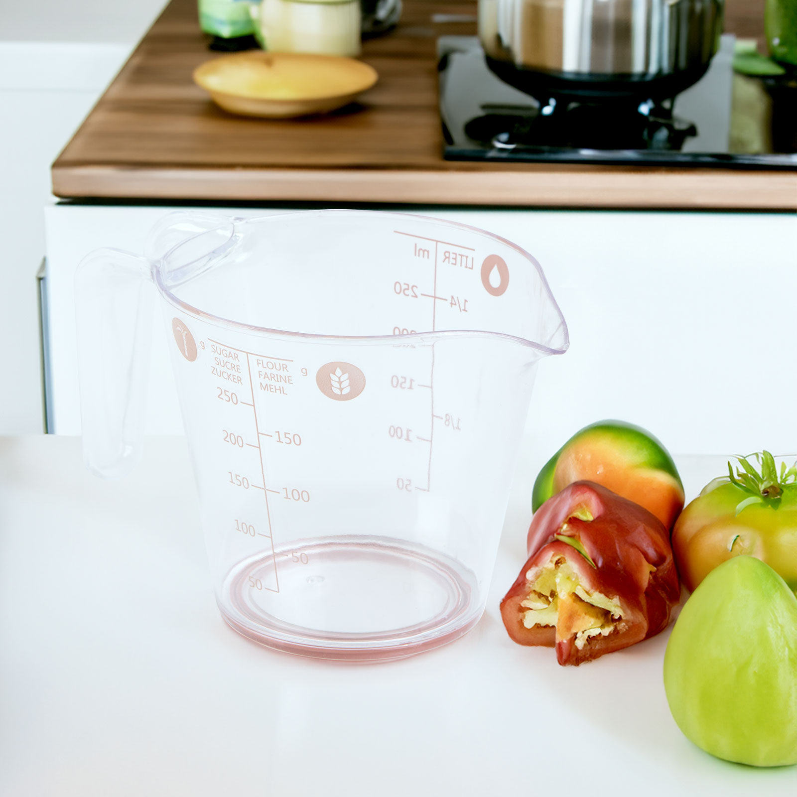 Afbeelding van Bewello Maatbeker Set met Schenktuit - 1 Liter / 500 ml / 250 ml - met Anti-Slip Ring op de bodem - 3 Stuks