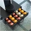 Afbeelding van Capsulehouder met Lade Nespresso - Cups Houder voor 50 Koffie Capsules - Capsulehouders - RVS - Zwart - 365 x